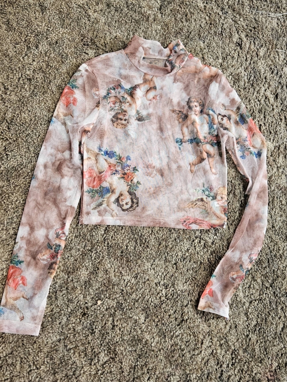 Cherub Mesh Long Sleeve Crop Top